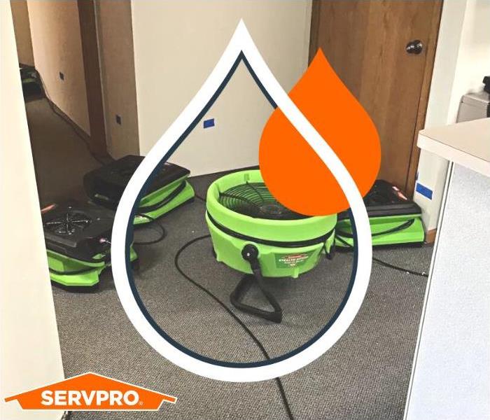 photo of set equipment with water logo overtop and SERVPRO logo