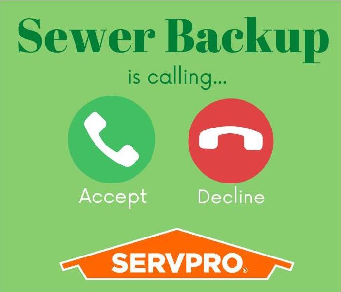 graphic "sewer backup is calling" with SERVPRO logo 